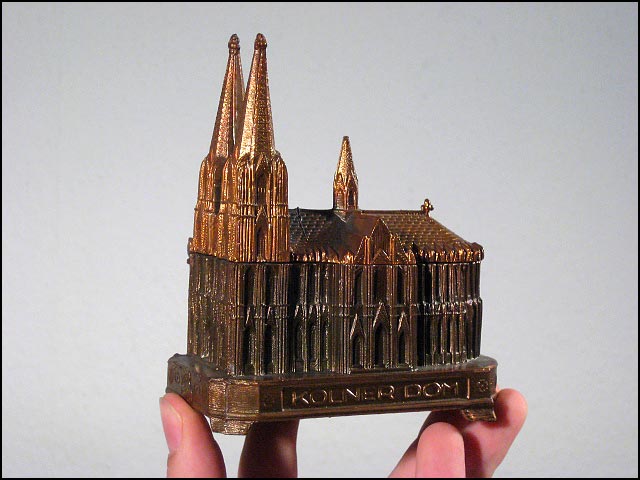 Kölner Dom Andenken Dose aus Bronze / Kupfer 50er 60er Jahre Höhe 